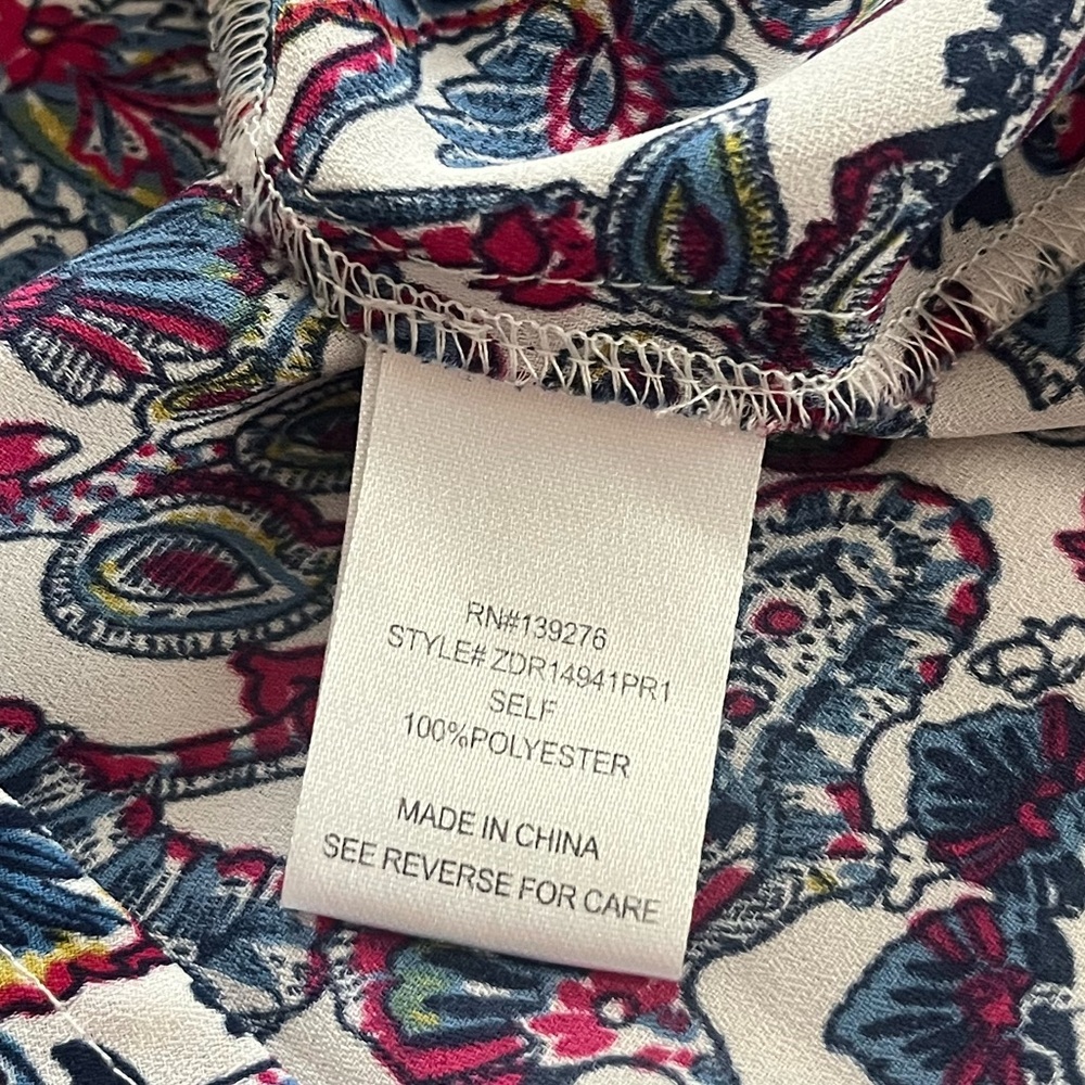 DR2 Designer Paisley Print Blouse Multicolor Women’s Size Medium - Picture 9 of 14